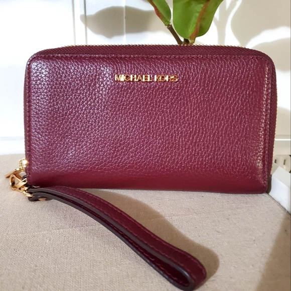 Michael Kors Handbags - Michael Kors Burgundy Leather Wallet